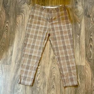 Checkered cropped dress pants